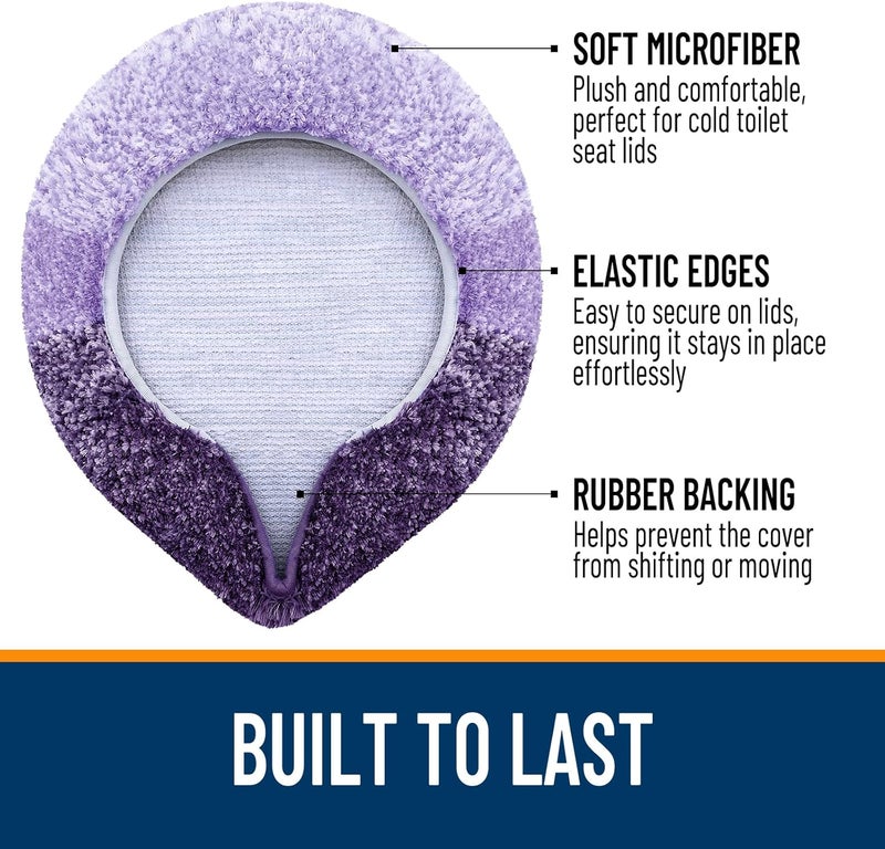 OLANLY Soft Microfiber Bathroom Toilet Lid Cover, Machine Washable Covers, 17.5x15, Stays in Place Rubber Backing, Fits Most Round, Elongated and Oblong Lids, Accessories Decor, Violet - Image 3